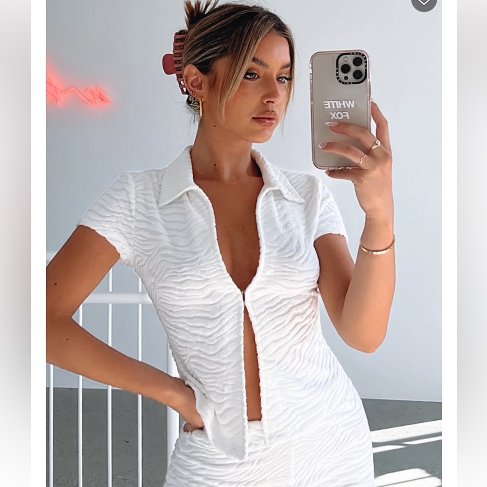 NWT Whitefox So Tempted Terry Top White, size XS.